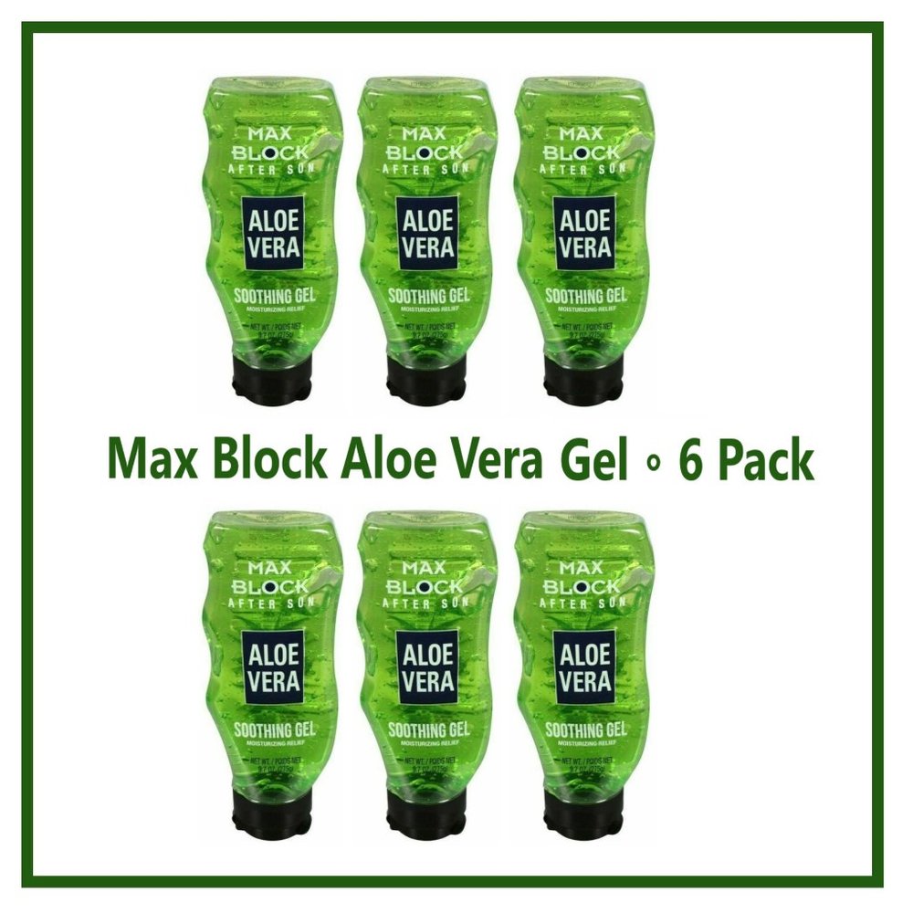 Max Block Aloe Vera Gel 6 Pack Burn Skin First Aid